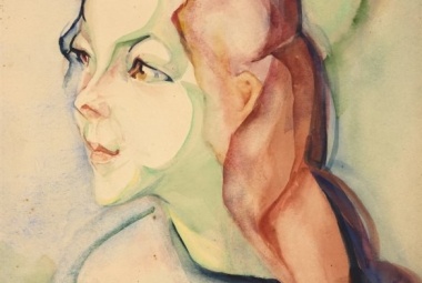 Alida Pott - Meisje met rood lang haar en groene strik