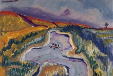 Jan Wiegers, Poel met eenden achter waddendijk eendekooi op Ameland, Groninger Museum, langdurig bruikleen collectie Stichting De Ploeg