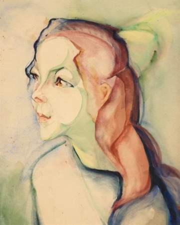 Alida Pott, Mädchen mit langen roten Haaren und grüner Schleife