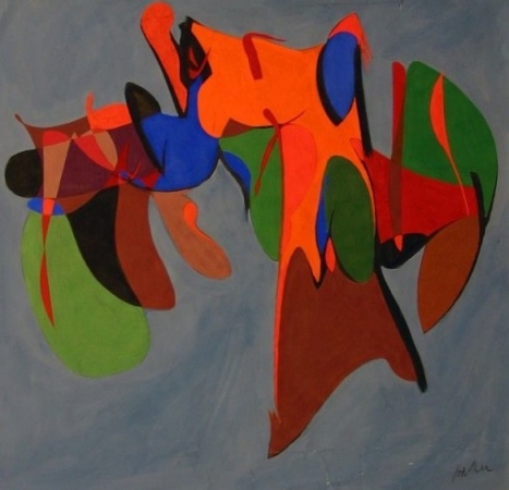 Jan van der Zee, Landschap met afgemeerde boten, Groninger Museum, langdurig bruikleen collectie Stichting De Ploeg