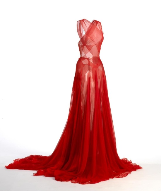 Red chiffon dress, Azzedine Alaïa, 1997-1998