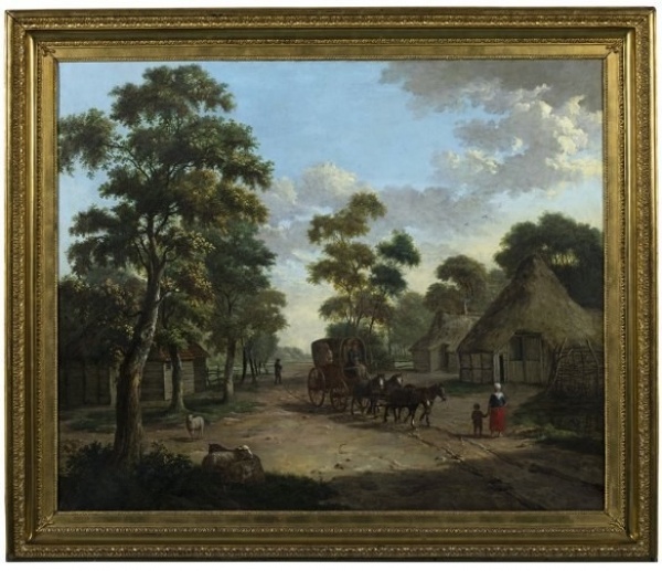 Koetsreizigers in Schipborg, Albarta Ten Oever, 1806