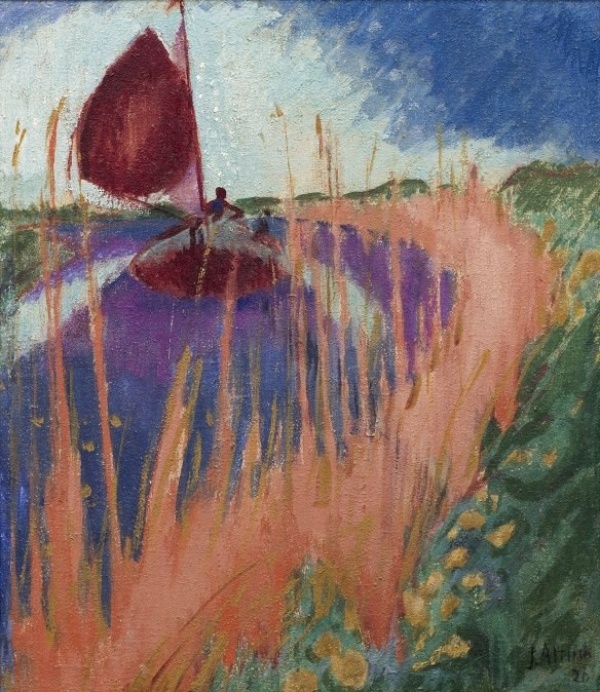 Schip met rood zeil, Jan Altink, 1926