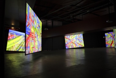 Peter Struycken, Dynamic colours accompanying the composition …explosante-fixe… (1971-1993) by Pierre Boulez, 2004-2007, Coop Himmelb(l)au pavillion Groninger Museum