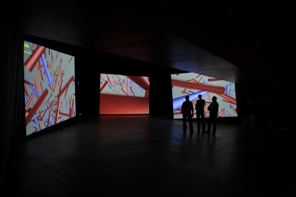 Peter Struycken, Dynamisch kleurbeeld bij compositie …explosante-fixe… (1971-1993) van Pierre Boulez, 2004-2007, Coop Himmelb(l)aupaviljoen Groninger Museum