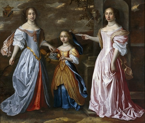 'De dochters Bouwina, Hiddina Anna en Frederica van het echtpaar Allard Tjarda van Starckenborgh en Gratia Susanna Clant' Martinus van Grevenbroeck , ca. 1670