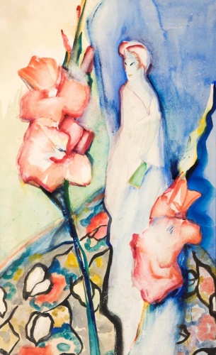 Stilleven met bloemen en sculptuur (1925), Alida Jantina Pott