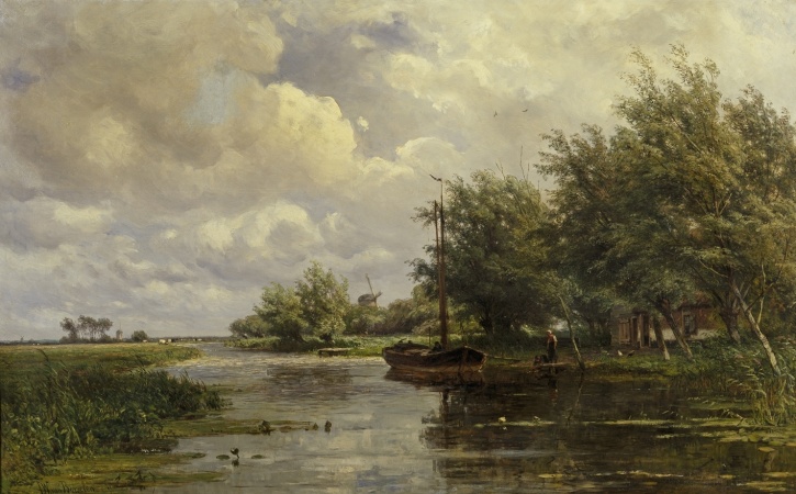 Jan Willem van Borselen, Landschap bij Zoetermeer, ca 1870-1890 olieverf op doek
