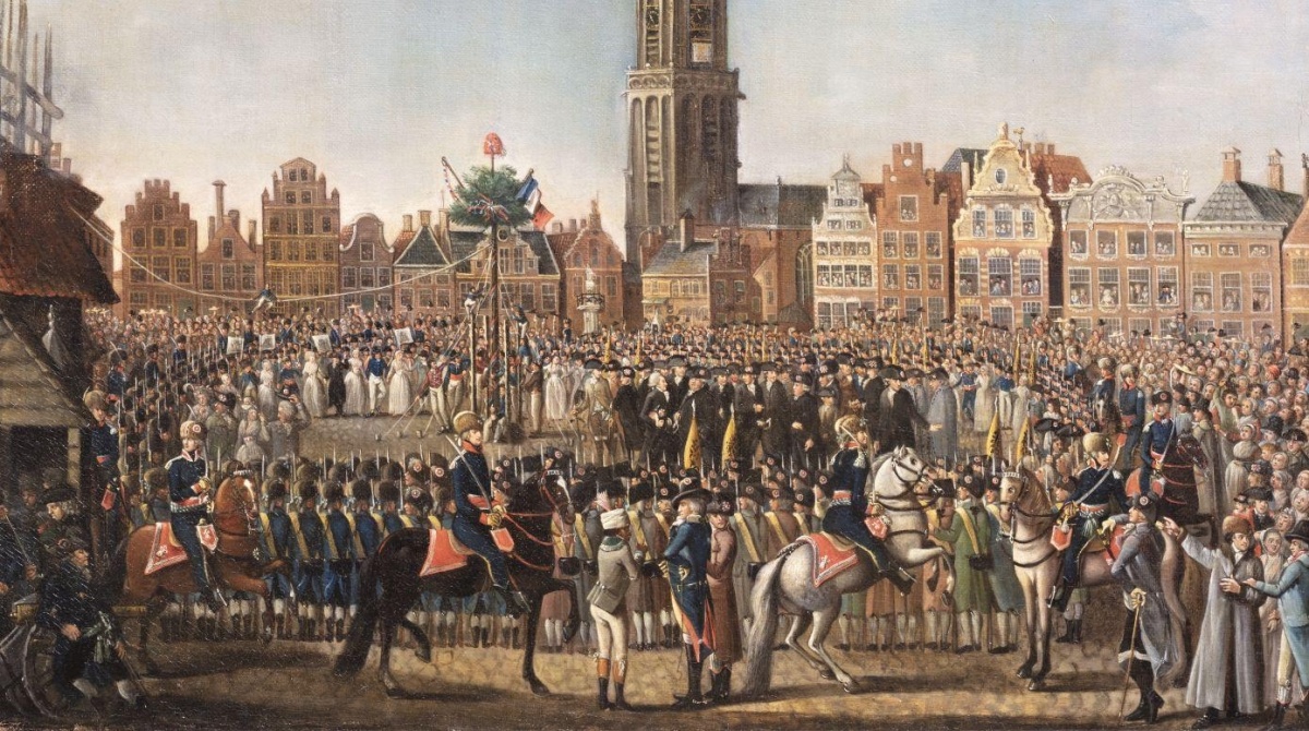 Johann Ludwig Hauck, Tanz um den Freiheitsbaum auf dem Grote Markt in Groningen, 1795