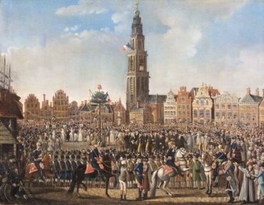 Dans om de vrijheidsboom op de Grote Markt door Johann Ludwig Hauck