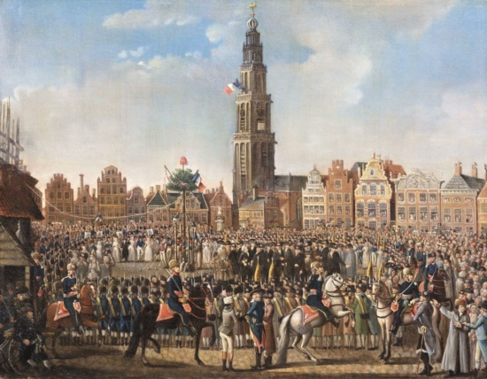 Dans om de vrijheidsboom op de Grote Markt door Johann Ludwig Hauck
