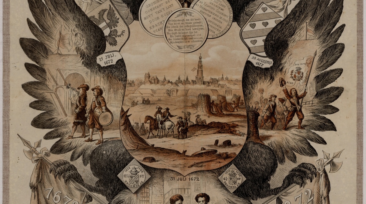 Herdenkingsplaat 200 jaar Groningens Ontzet ontworpen door Otto Eerelman in 1872 Groninger Archieven