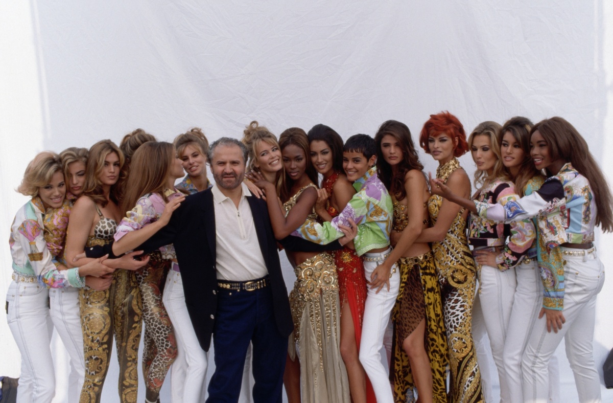 Vittoriano Rastelli, Gianni Versace and his models, Milan, 1 March 1991
