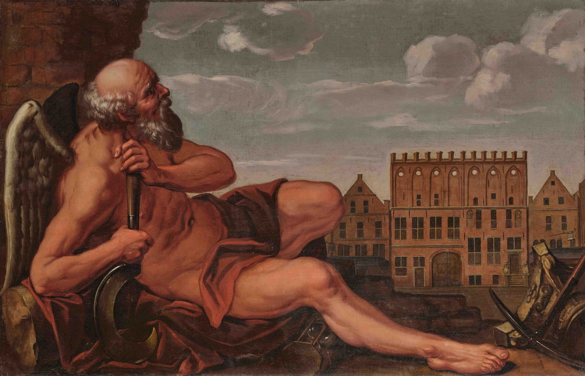 Hermannus Collenius, Chronos, Bovendeurstuk met de dertien tempels, 1711