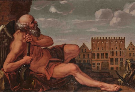 Hermannus Collenius, Chronos, Bovendeurstuk met de dertien tempels, 1711