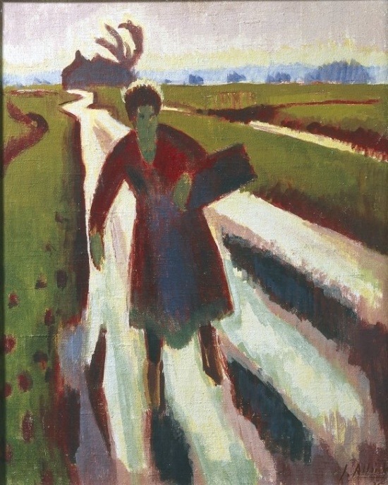 Koopvrouw op landweg, Jan Altink